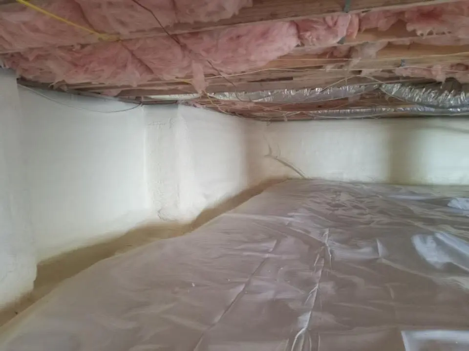 Crawl space encapsulation with closed-cell spray foam for Spray Foam Roofing Repair in Penfield